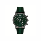 Emporio Armani Men's Quartz Green Dial 46mm Watch with Leather Strap (AR1950)